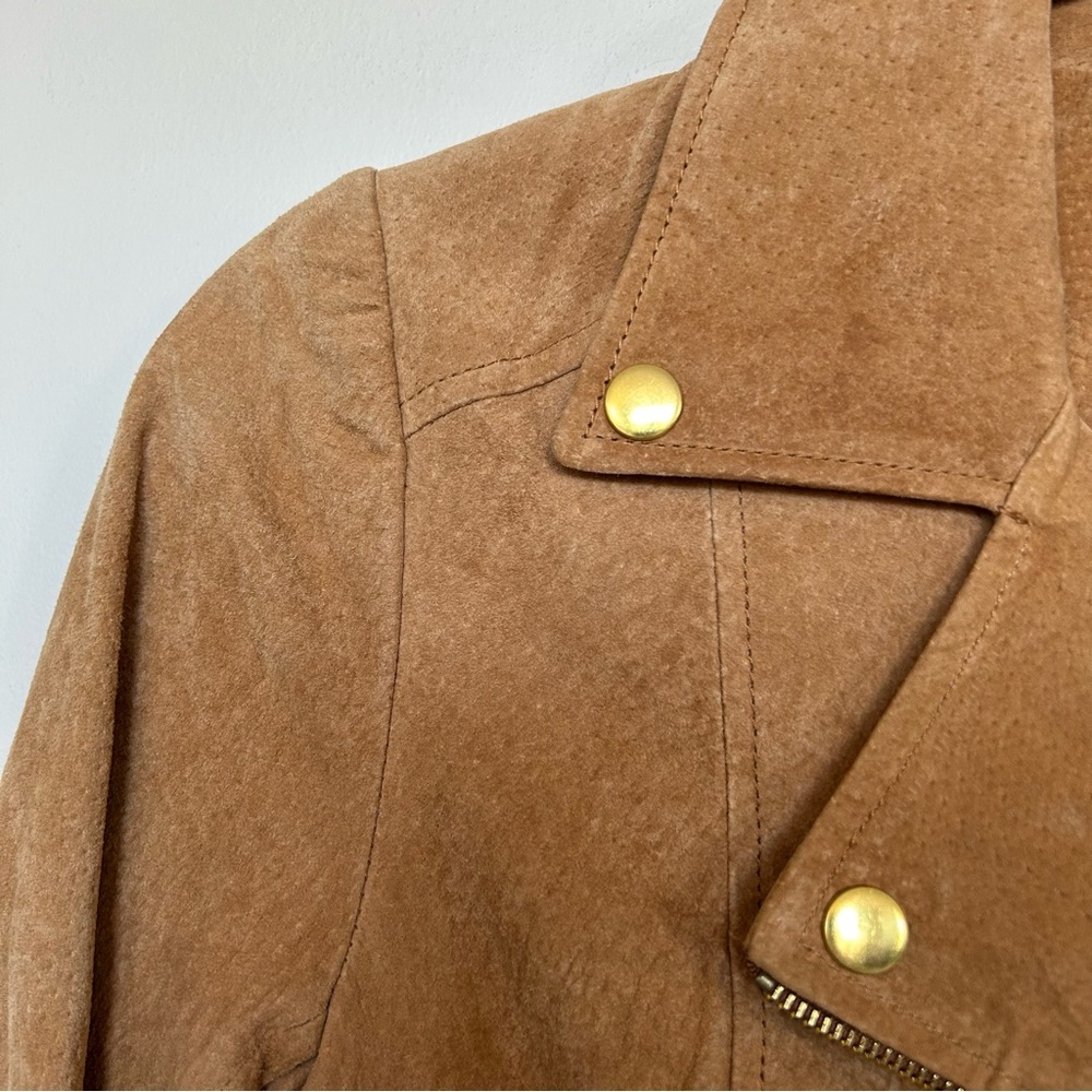 Tan Faux Suede Jacket with Gold Detail - Picture 2 of 7